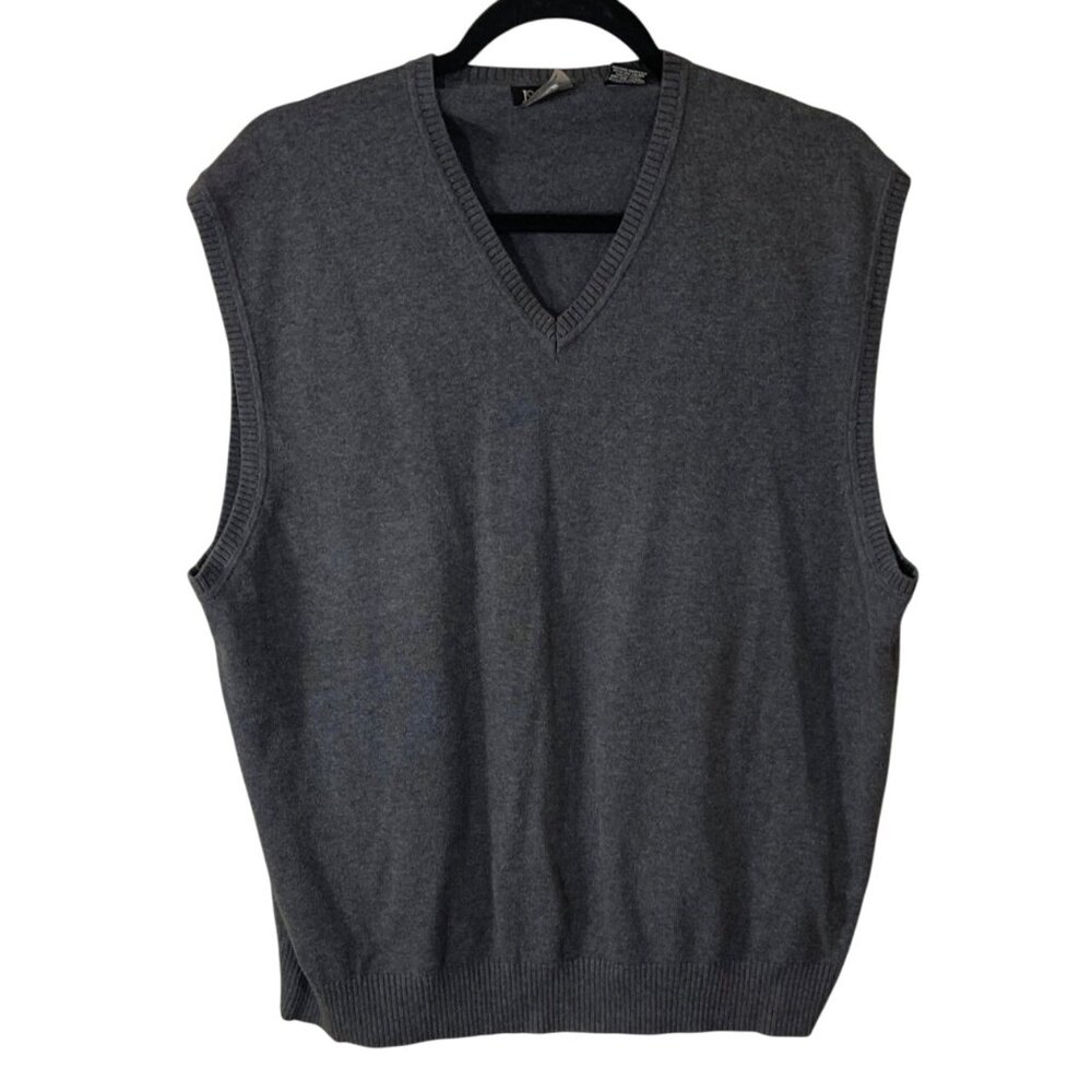 JoS A Bank Men's Sweater Vest Grey Size L Large V-Neck Cotton